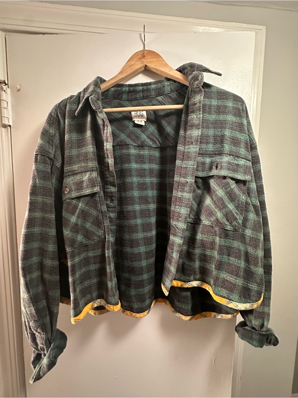 BDG Urban Outfitters Green Plaid Lightweight Shacket Jacket